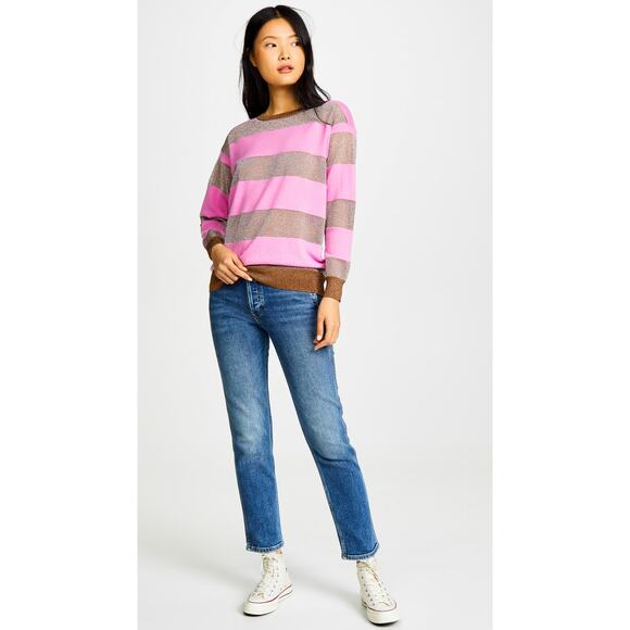 REPLICA LOS ANGELES Candy Stripe Pink and Metallic Cashmere Stripe Sweater $398 - Picture 5 of 11